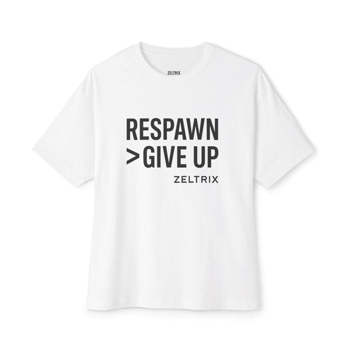 Respawn > Give Up | Zeltrix Premium Motivational T‑Shirt – White
